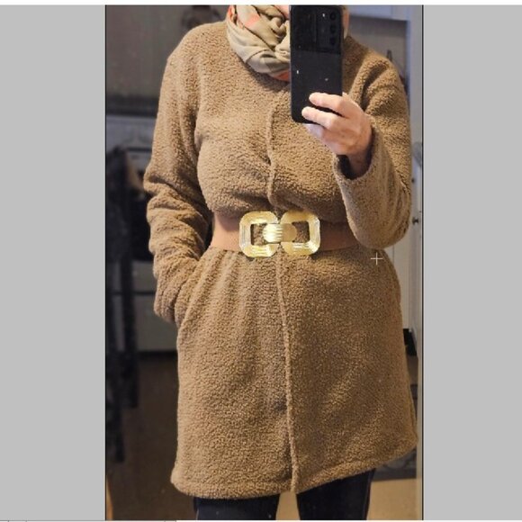 Uniqlo Womens Fleece Shepra Jacket Coat Brown Sz S - Picture 1 of 3